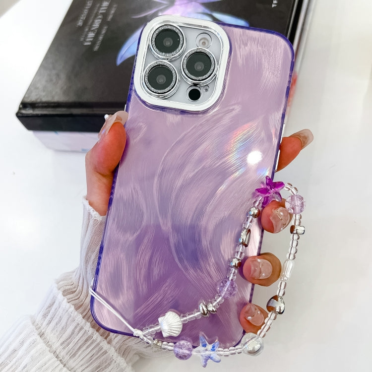 Plating Glitter Texture Chain Wristband TPU Phone Case with Lens Film, For iPhone 13 Pro