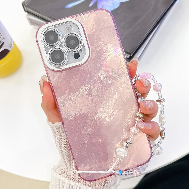 Plating Glitter Texture Chain Wristband TPU Phone Case with Lens Film, For iPhone 13 Pro