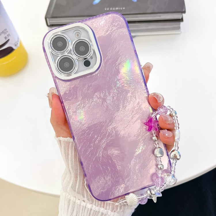 Plating Glitter Texture Chain Wristband TPU Phone Case with Lens Film, For iPhone 13 Pro