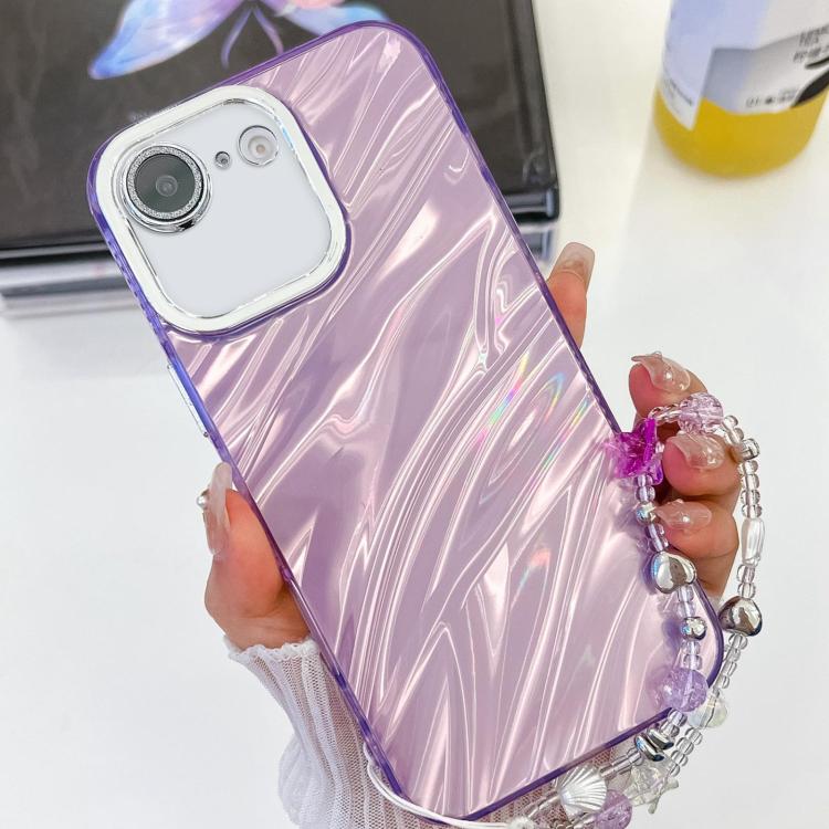 Plating Glitter Texture Chain Wristband TPU Phone Case with Lens Film, For iPhone 16e