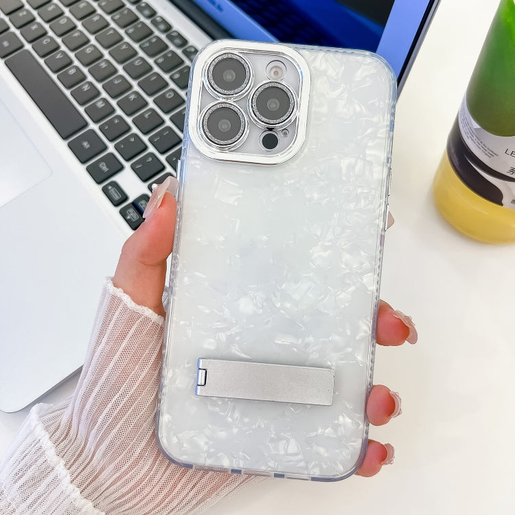 Plating Glitter Texture Fold Holder TPU Phone Case with Lens Film, For iPhone 13 Pro