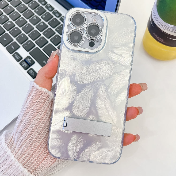 Plating Glitter Texture Fold Holder TPU Phone Case with Lens Film, For iPhone 13 Pro