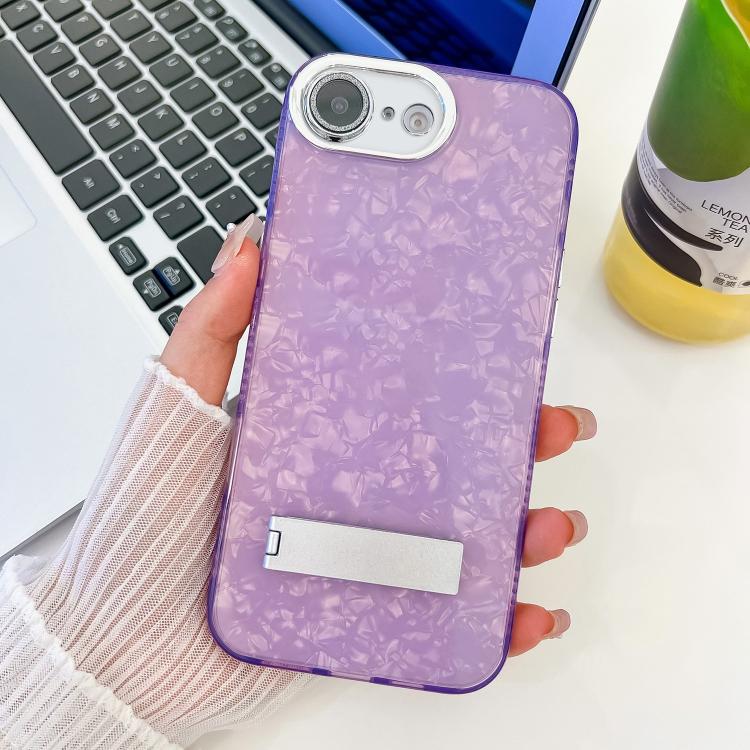 Plating Glitter Texture Fold Holder TPU Phone Case with Lens Film, For iPhone 16e