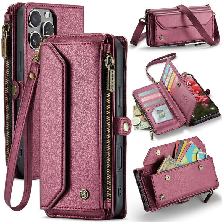 CaseMe C36 Card Slots Zipper Wallet RFID Anti-theft Leather Phone Case, For iPhone 16e, For iPhone 16 Pro Max, For iPhone 16 Pro, For iPhone 16 Plus
