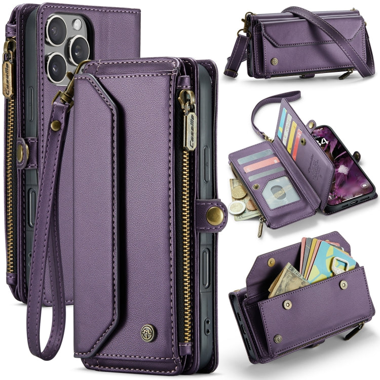CaseMe C36 Card Slots Zipper Wallet RFID Anti-theft Leather Phone Case, For iPhone 16e, For iPhone 16 Pro Max, For iPhone 16 Pro, For iPhone 16 Plus