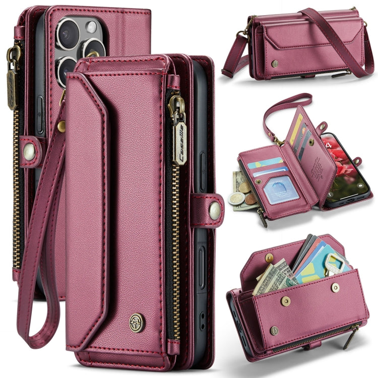 CaseMe C36 Card Slots Zipper Wallet RFID Anti-theft Leather Phone Case, For iPhone 16e, For iPhone 16 Pro Max, For iPhone 16 Pro, For iPhone 16 Plus