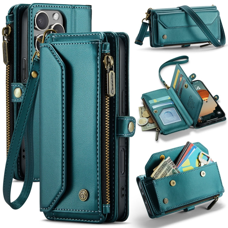 CaseMe C36 Card Slots Zipper Wallet RFID Anti-theft Leather Phone Case, For iPhone 16e, For iPhone 16 Pro Max, For iPhone 16 Pro, For iPhone 16 Plus