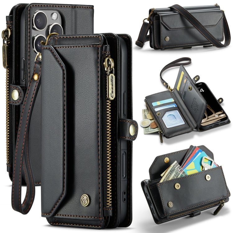 CaseMe C36 Card Slots Zipper Wallet RFID Anti-theft Leather Phone Case, For iPhone 16e, For iPhone 16 Pro Max, For iPhone 16 Pro, For iPhone 16 Plus