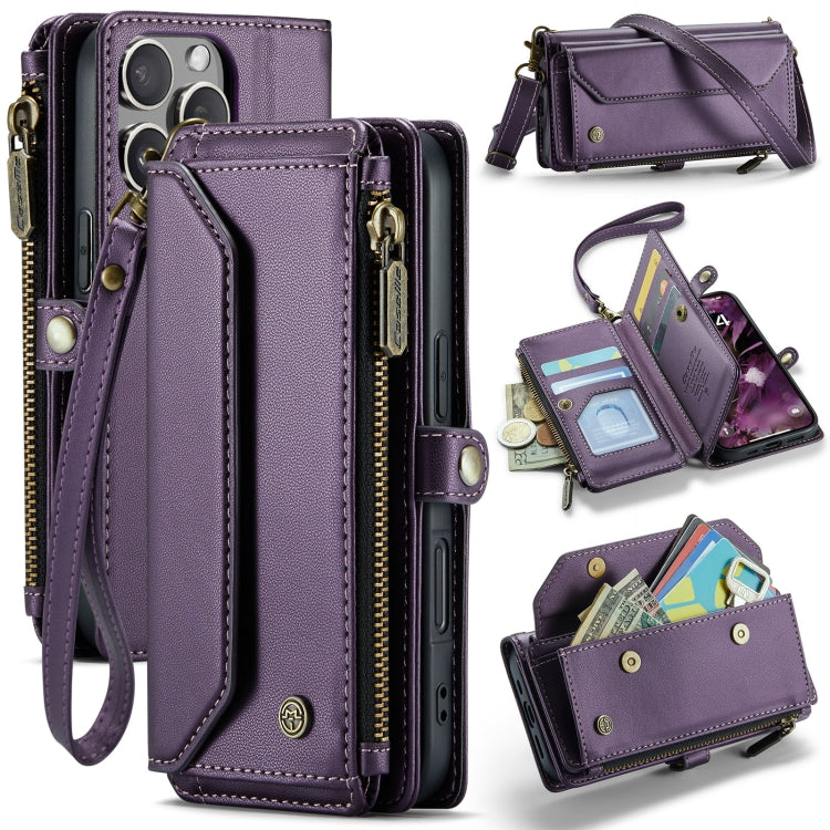 CaseMe C36 Card Slots Zipper Wallet RFID Anti-theft Leather Phone Case, For iPhone 16e, For iPhone 16 Pro Max, For iPhone 16 Pro, For iPhone 16 Plus