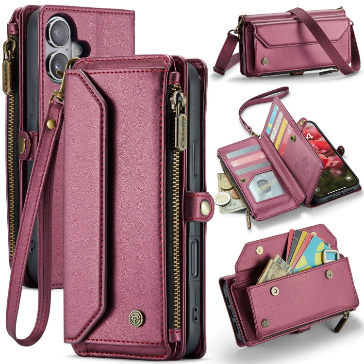 CaseMe C36 Card Slots Zipper Wallet RFID Anti-theft Leather Phone Case, For iPhone 16e, For iPhone 16 Pro Max, For iPhone 16 Pro, For iPhone 16 Plus