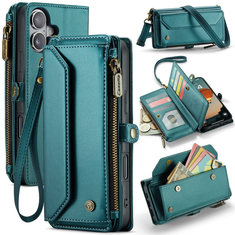 CaseMe C36 Card Slots Zipper Wallet RFID Anti-theft Leather Phone Case, For iPhone 16e, For iPhone 16 Pro Max, For iPhone 16 Pro, For iPhone 16 Plus