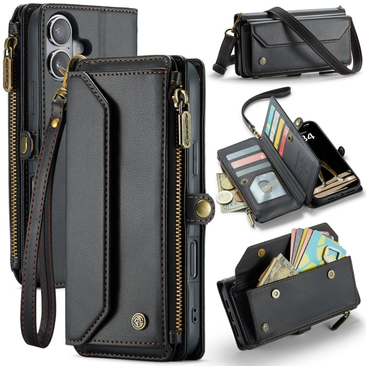 CaseMe C36 Card Slots Zipper Wallet RFID Anti-theft Leather Phone Case, For iPhone 16e, For iPhone 16 Pro Max, For iPhone 16 Pro, For iPhone 16 Plus