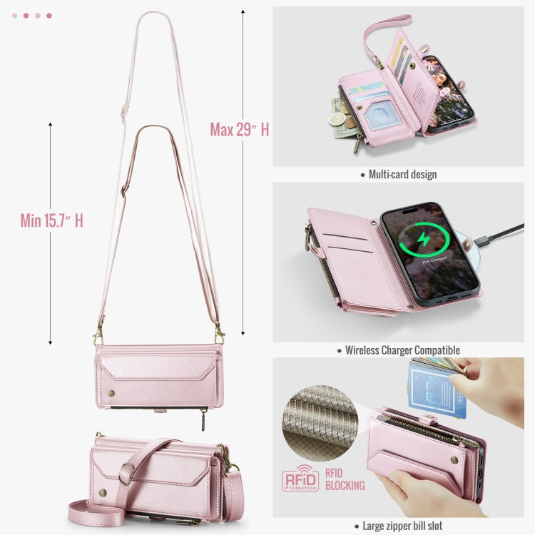CaseMe C36 Card Slots Zipper Wallet RFID Anti-theft Leather Phone Case, For iPhone 16
