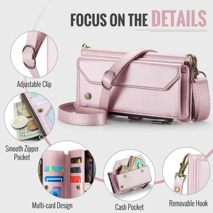 CaseMe C36 Card Slots Zipper Wallet RFID Anti-theft Leather Phone Case, For iPhone 16