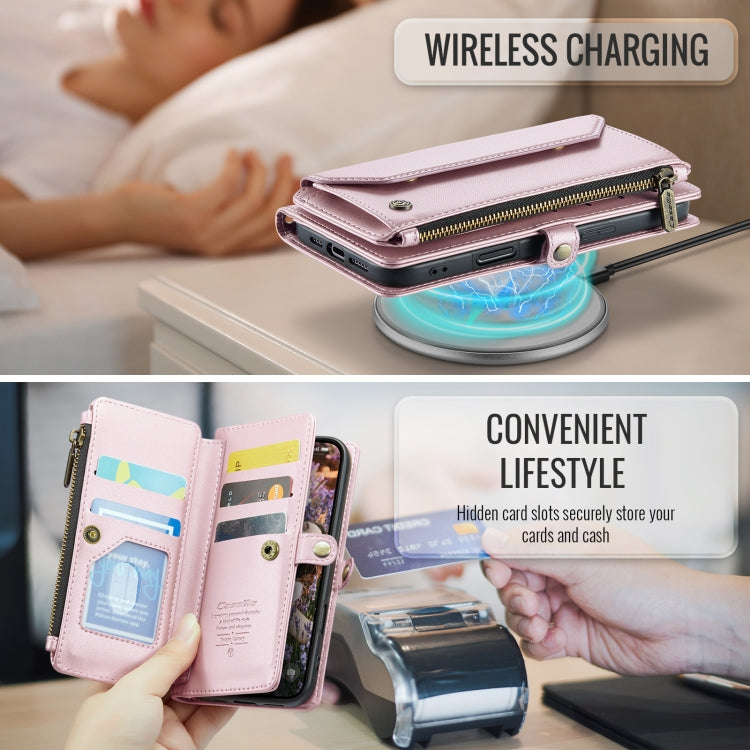 CaseMe C36 Card Slots Zipper Wallet RFID Anti-theft Leather Phone Case, For iPhone 16