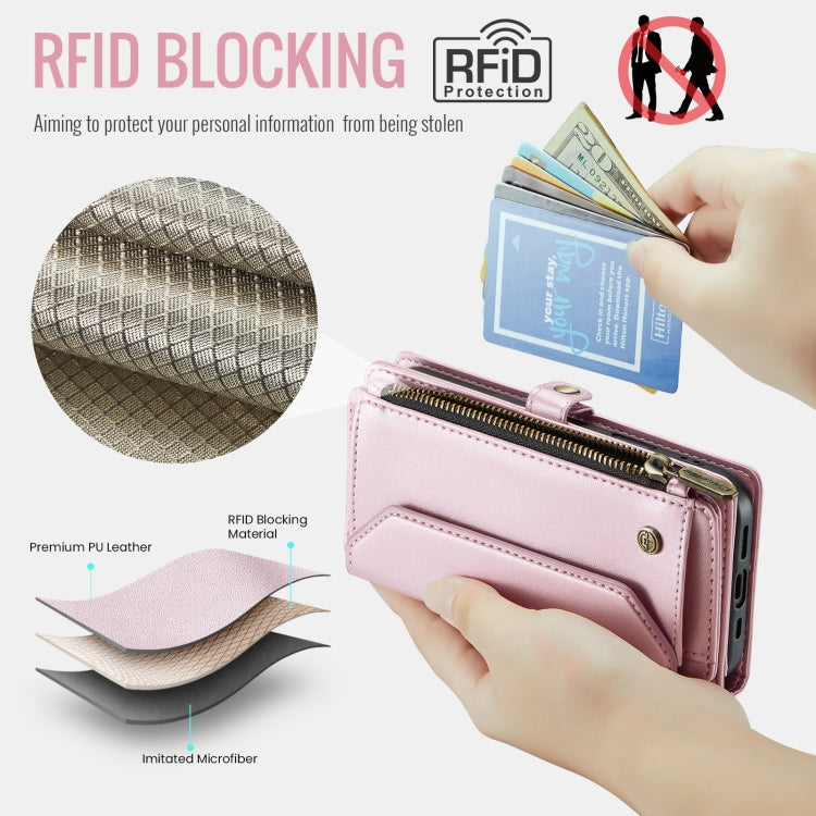 CaseMe C36 Card Slots Zipper Wallet RFID Anti-theft Leather Phone Case, For iPhone 16