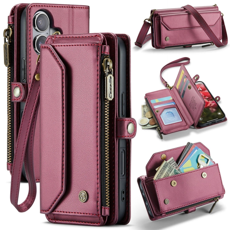 CaseMe C36 Card Slots Zipper Wallet RFID Anti-theft Leather Phone Case, For iPhone 16