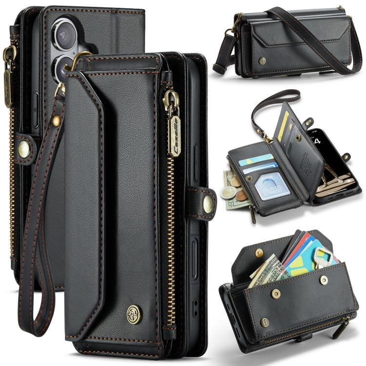 CaseMe C36 Card Slots Zipper Wallet RFID Anti-theft Leather Phone Case, For iPhone 16