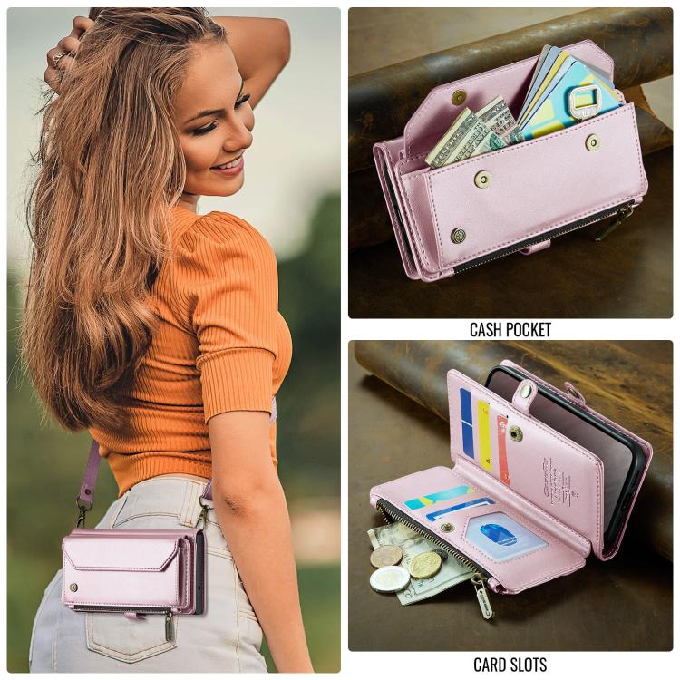 CaseMe C36 Card Slots Zipper Wallet RFID Anti-theft Leather Phone Case, For iPhone 16e, For iPhone 16 Pro Max, For iPhone 16 Pro, For iPhone 16 Plus