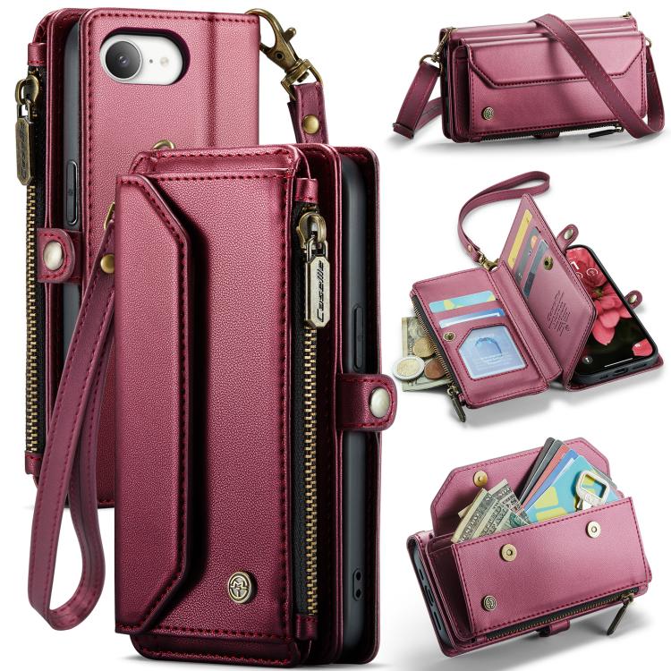 CaseMe C36 Card Slots Zipper Wallet RFID Anti-theft Leather Phone Case, For iPhone 16e, For iPhone 16 Pro Max, For iPhone 16 Pro, For iPhone 16 Plus
