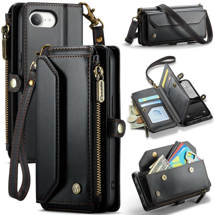 CaseMe C36 Card Slots Zipper Wallet RFID Anti-theft Leather Phone Case, For iPhone 16e, For iPhone 16 Pro Max, For iPhone 16 Pro, For iPhone 16 Plus