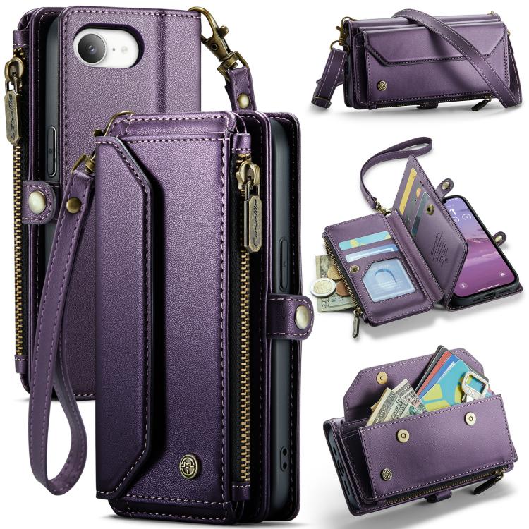 CaseMe C36 Card Slots Zipper Wallet RFID Anti-theft Leather Phone Case, For iPhone 16e, For iPhone 16 Pro Max, For iPhone 16 Pro, For iPhone 16 Plus