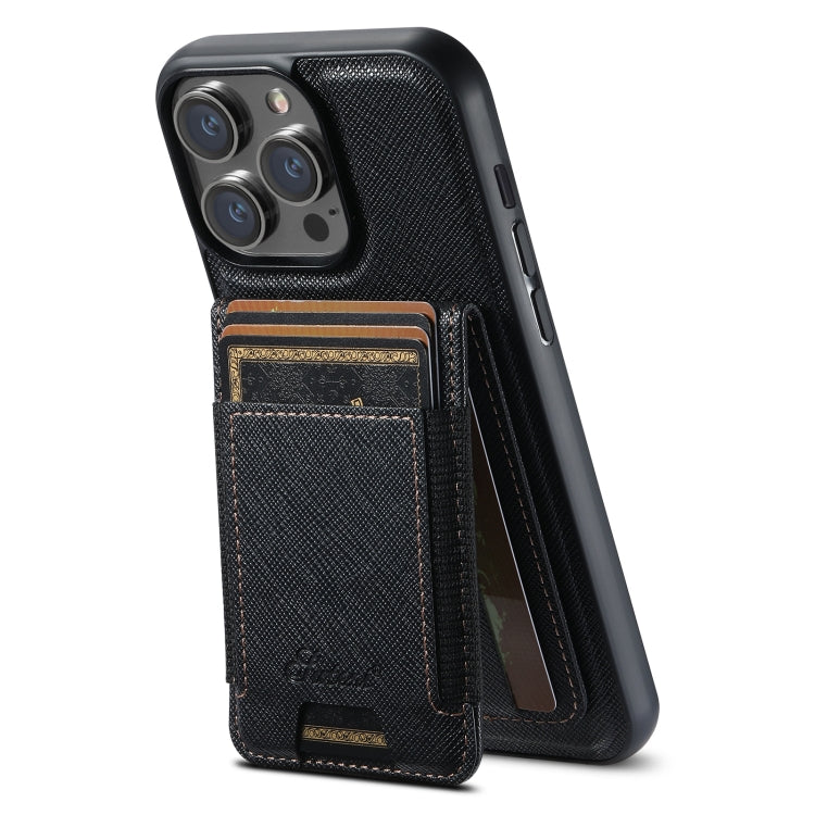 Suteni H17 Cross Grain Leather MagSafe Detachable Wallet Phone Case, For iPhone 15 Pro Max, For iPhone 15 Pro, For iPhone 15 Plus, For iPhone 15, For iPhone 14 Plus, For iPhone 14, For iPhone 14 Pro, For iPhone 14 Pro Max