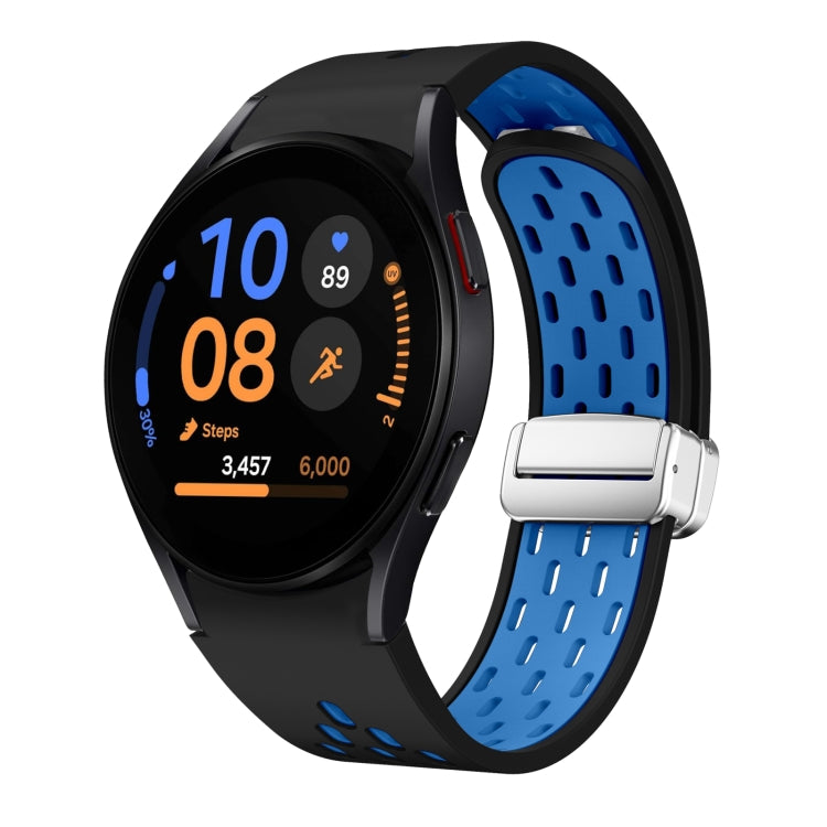 Two Color Magnetic Folding Silver Buckle Silicone Watch Band, For Samsung Galaxy Watch FE 40mm, For Samsung Galaxy Watch 7 40 / 44mm