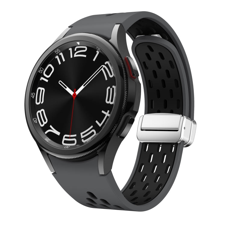 Two Color Magnetic Folding Silver Buckle Silicone Watch Band, For Samsung Galaxy Watch FE 40mm, For Samsung Galaxy Watch 7 40 / 44mm