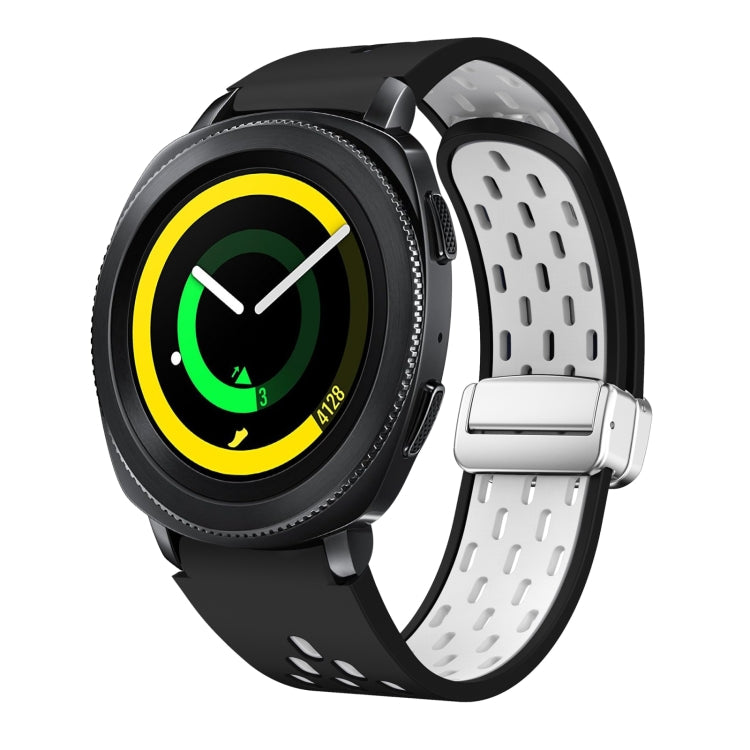 Two Color Magnetic Folding Silver Buckle Silicone Watch Band, For Samsung Galaxy Gear Sport, For Samsung Galaxy Watch Active 2