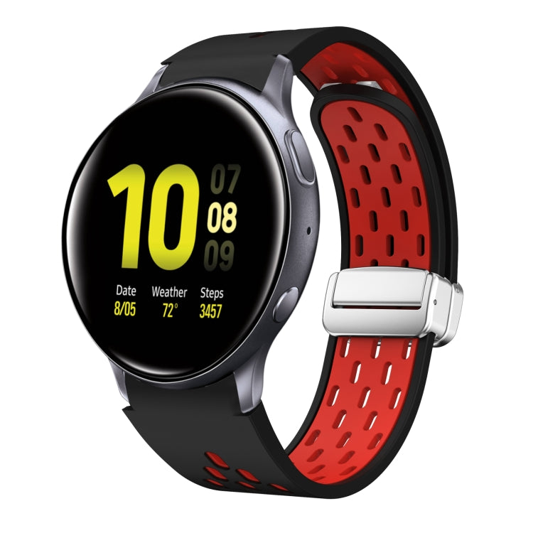 Two Color Magnetic Folding Silver Buckle Silicone Watch Band, For Samsung Galaxy Gear Sport, For Samsung Galaxy Watch Active 2