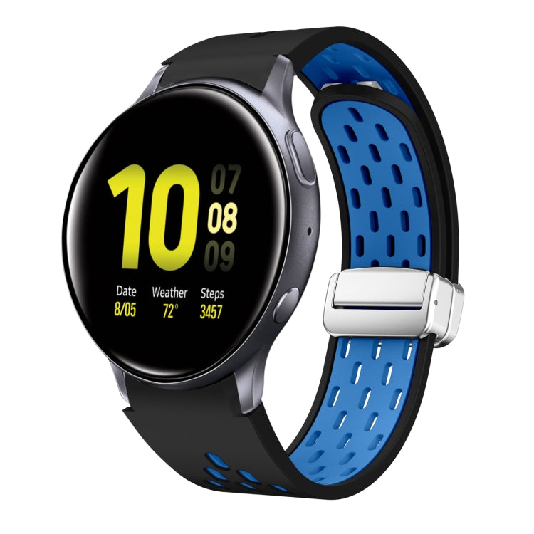 Two Color Magnetic Folding Silver Buckle Silicone Watch Band, For Samsung Galaxy Gear Sport, For Samsung Galaxy Watch Active 2