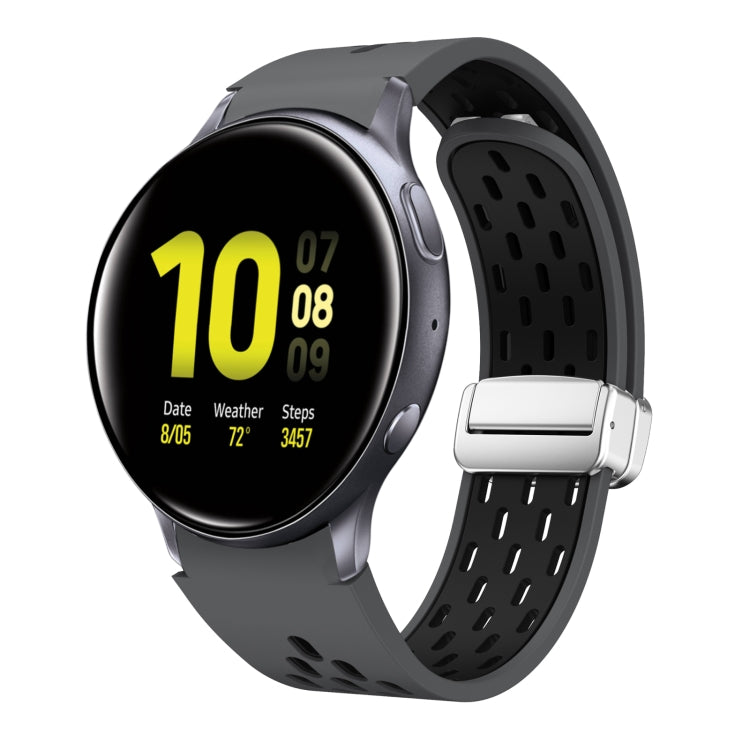 Two Color Magnetic Folding Silver Buckle Silicone Watch Band, For Samsung Galaxy Gear Sport, For Samsung Galaxy Watch Active 2