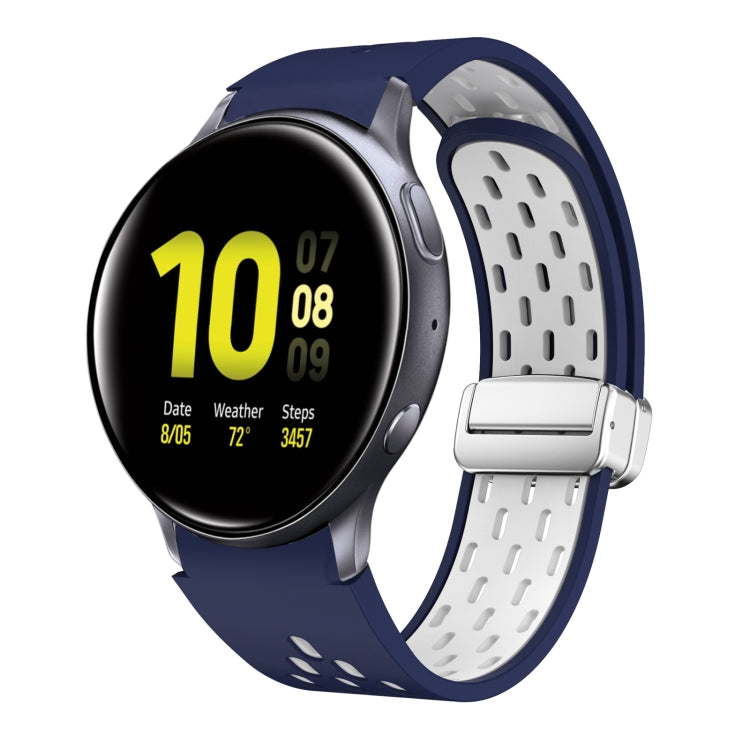 Two Color Magnetic Folding Silver Buckle Silicone Watch Band, For Samsung Galaxy Gear Sport, For Samsung Galaxy Watch Active 2