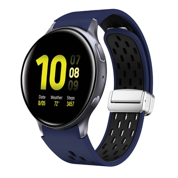 Two Color Magnetic Folding Silver Buckle Silicone Watch Band, For Samsung Galaxy Gear Sport, For Samsung Galaxy Watch Active 2