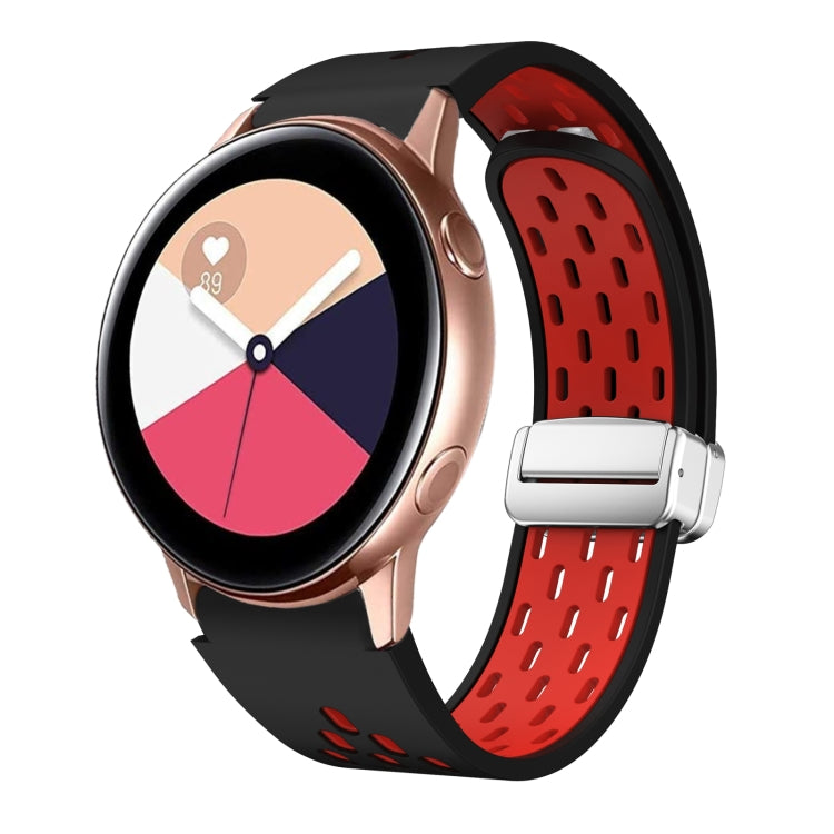 Two Color Magnetic Folding Silver Buckle Silicone Watch Band, For Samsung Galaxy Watch 3 41mm, For Samsung Galaxy Watch Active