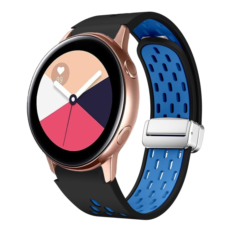 Two Color Magnetic Folding Silver Buckle Silicone Watch Band, For Samsung Galaxy Watch 3 41mm, For Samsung Galaxy Watch Active