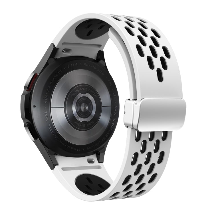 Two Color Magnetic Folding Silver Buckle Silicone Watch Band, For Samsung Galaxy Watch 42mm, For Samsung Gear S2 Classic