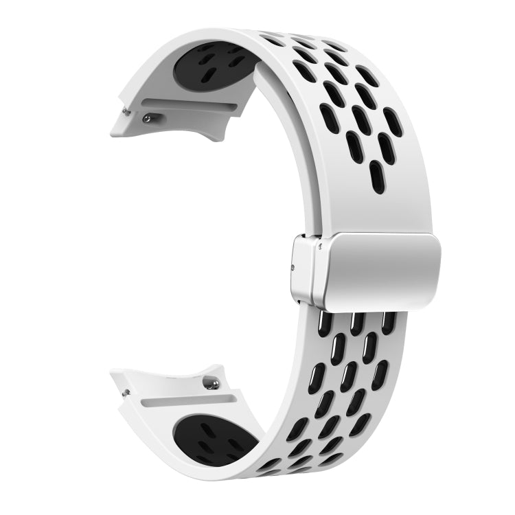 Two Color Magnetic Folding Silver Buckle Silicone Watch Band, For Samsung Galaxy Watch 42mm, For Samsung Gear S2 Classic