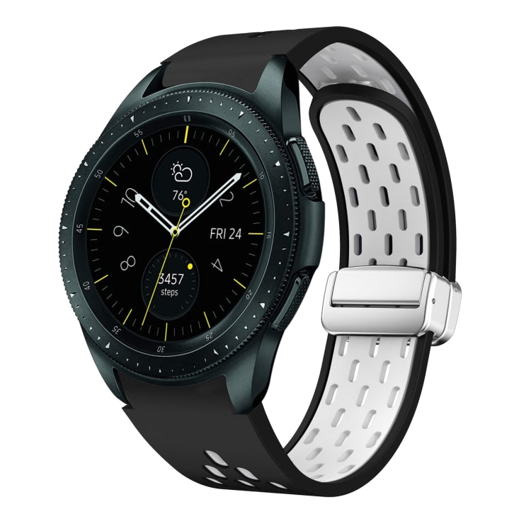 Two Color Magnetic Folding Silver Buckle Silicone Watch Band, For Samsung Galaxy Watch 42mm, For Samsung Gear S2 Classic