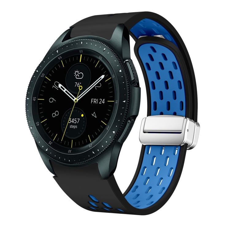 Two Color Magnetic Folding Silver Buckle Silicone Watch Band, For Samsung Galaxy Watch 42mm, For Samsung Gear S2 Classic
