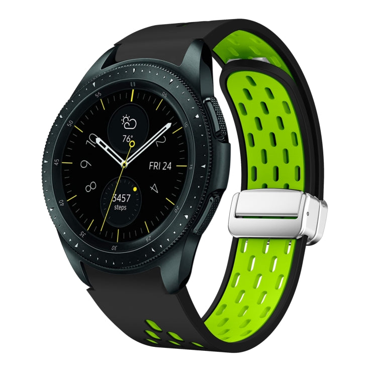 Two Color Magnetic Folding Silver Buckle Silicone Watch Band, For Samsung Galaxy Watch 42mm, For Samsung Gear S2 Classic