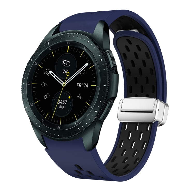 Two Color Magnetic Folding Silver Buckle Silicone Watch Band, For Samsung Galaxy Watch 42mm, For Samsung Gear S2 Classic