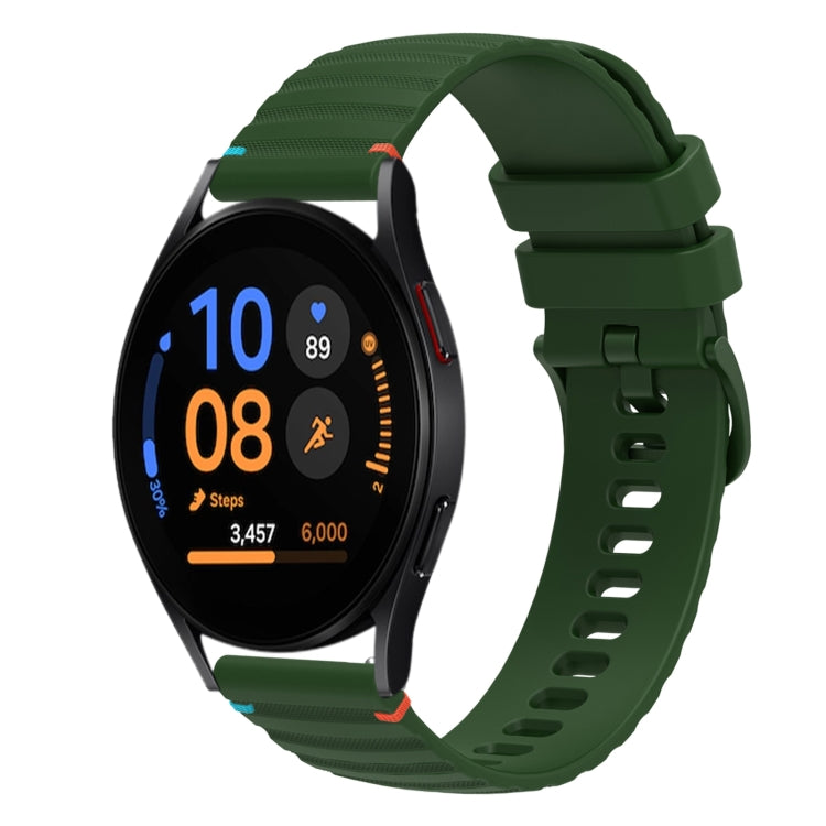Wavy Dotted Stitched 20mm Silicone Watch Band, For Samsung Galaxy Watch FE 40mm, For Samsung Galaxy Watch 7 40 / 44mm
