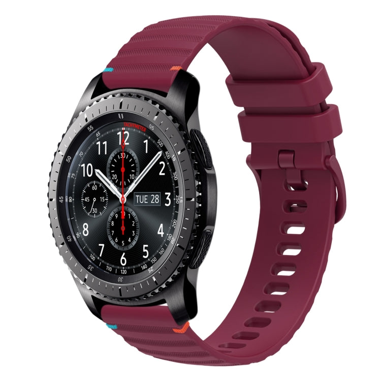 Wavy Dotted Stitched 22mm Silicone Watch Band, For Samsung Galaxy Gear S3 Frontier, For Samsung Galaxy Watch 3 45mm