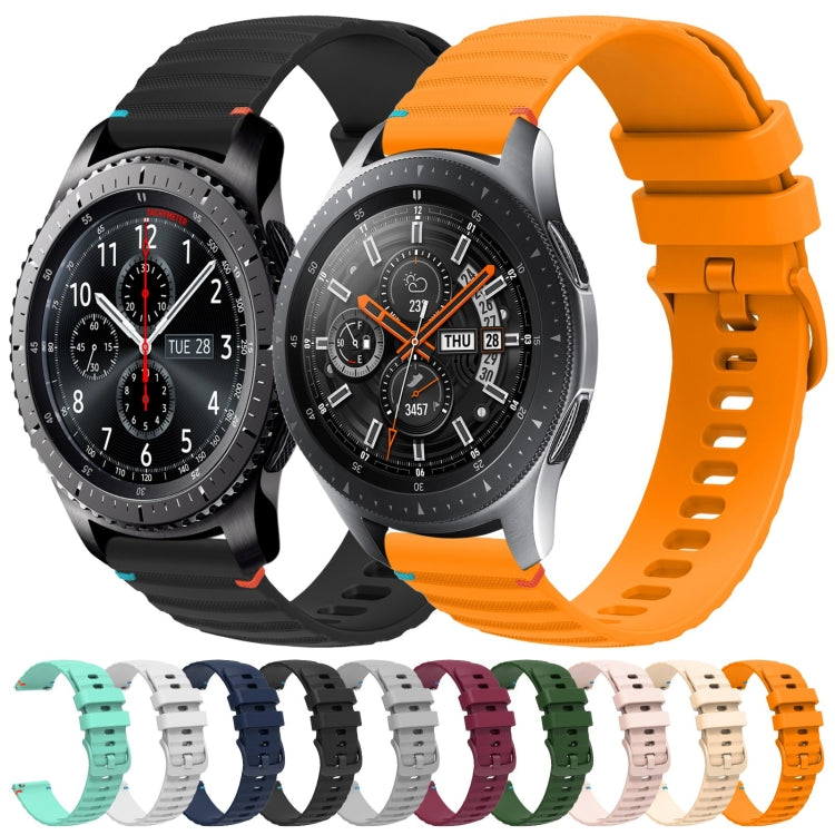 Wavy Dotted Stitched 22mm Silicone Watch Band, For Samsung Galaxy Gear S3 Frontier, For Samsung Galaxy Watch 3 45mm