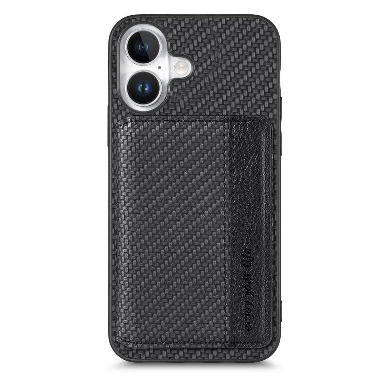 Carbon Fiber Magnetic Card Wallet RFID Blocking Phone Case, For iPhone 16