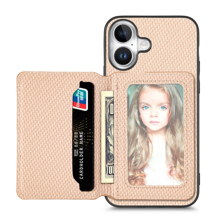 Carbon Fiber Magnetic Card Wallet RFID Blocking Phone Case, For iPhone 16