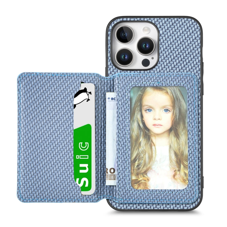 Carbon Fiber Magnetic Card Wallet RFID Blocking Phone Case, For iPhone 16e, For iPhone 16 Pro Max, For iPhone 16 Pro, For iPhone 16 Plus