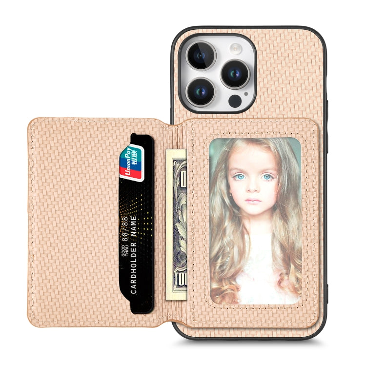 Carbon Fiber Magnetic Card Wallet RFID Blocking Phone Case, For iPhone 16e, For iPhone 16 Pro Max, For iPhone 16 Pro, For iPhone 16 Plus